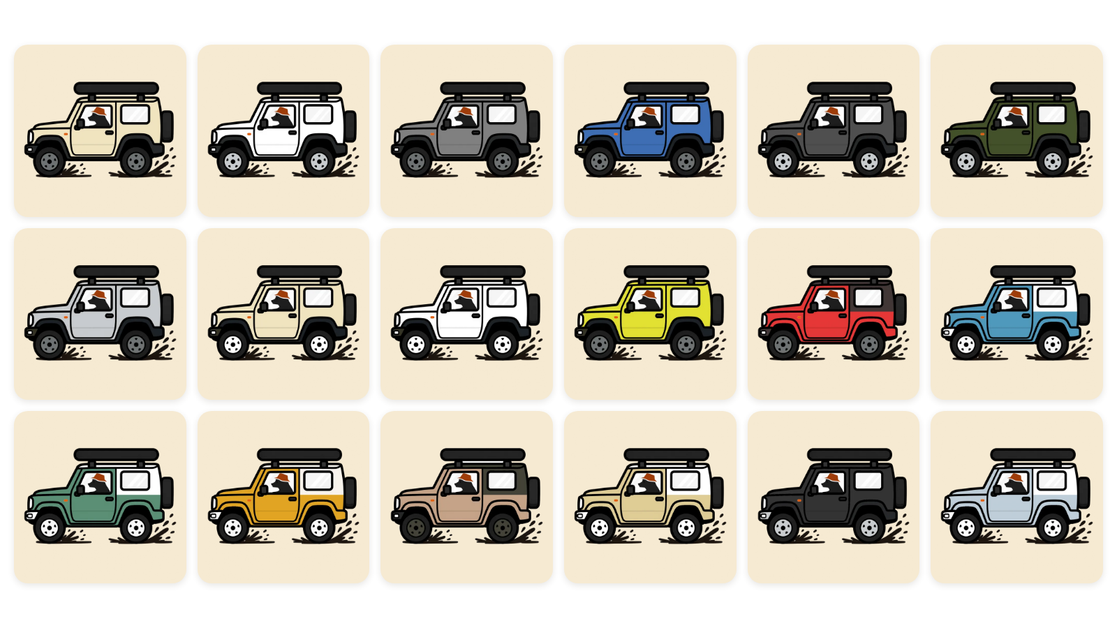 Illustrations of the CLOUD NINE fleet, drawn one by one